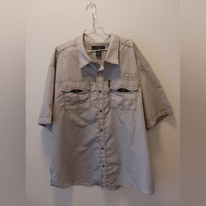 G-NET Mens Button-Up Gray Short Sleeve Shirt 4XL